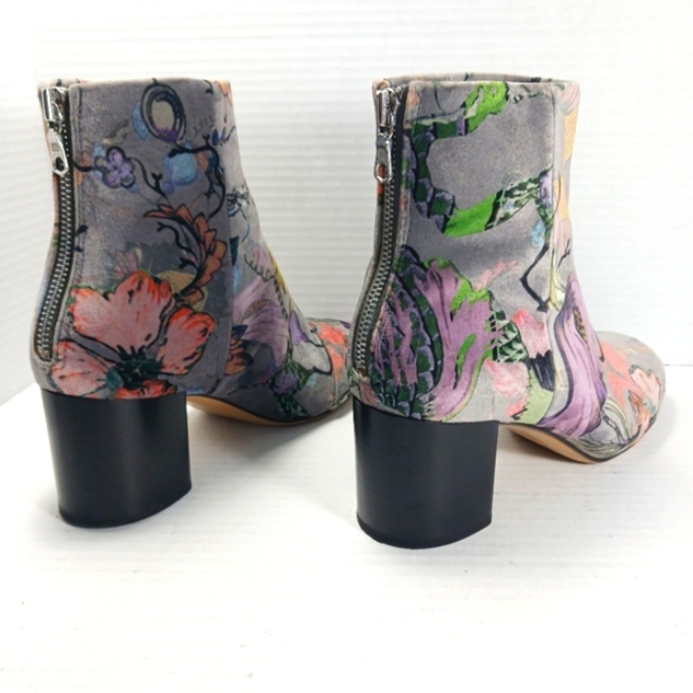 RAG & BONE Drea Floral Velvet Print Back Zip Block Heel Ankle Boots EUC Sz 36 - Picture 12 of 16